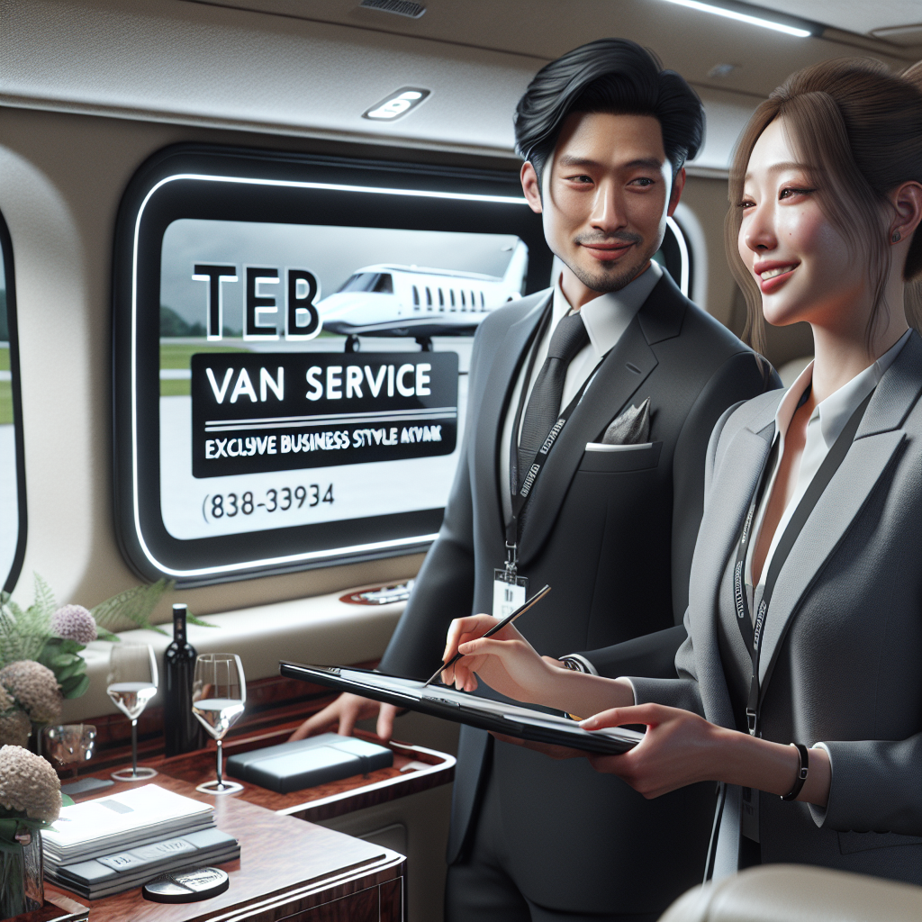 TEB Van service - In-Car Amenities: Working on the Go with Van service during private aviation and exclusive VIP arrivals