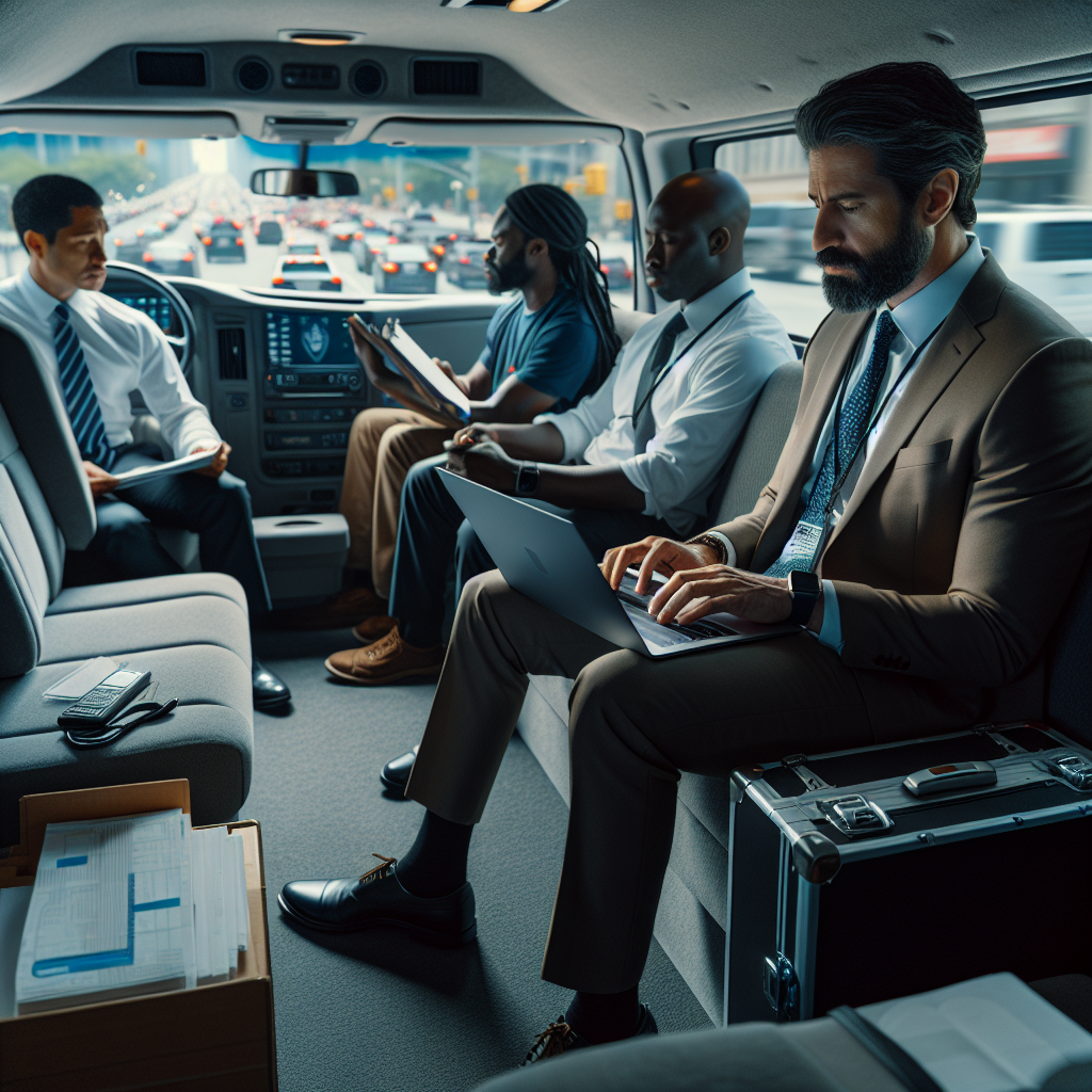 LGA Van service - In-Car Amenities: Working on the Go with Van service during notorious Queens traffic and rapid domestic turnarounds